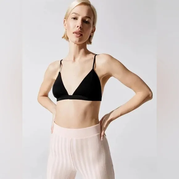 🆕 Jonathan Simkhai Black Jersey Light Support Triangle Wireless Bralette