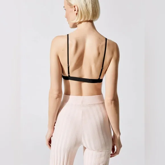 🆕 Jonathan Simkhai Black Jersey Light Support Triangle Wireless Bralette