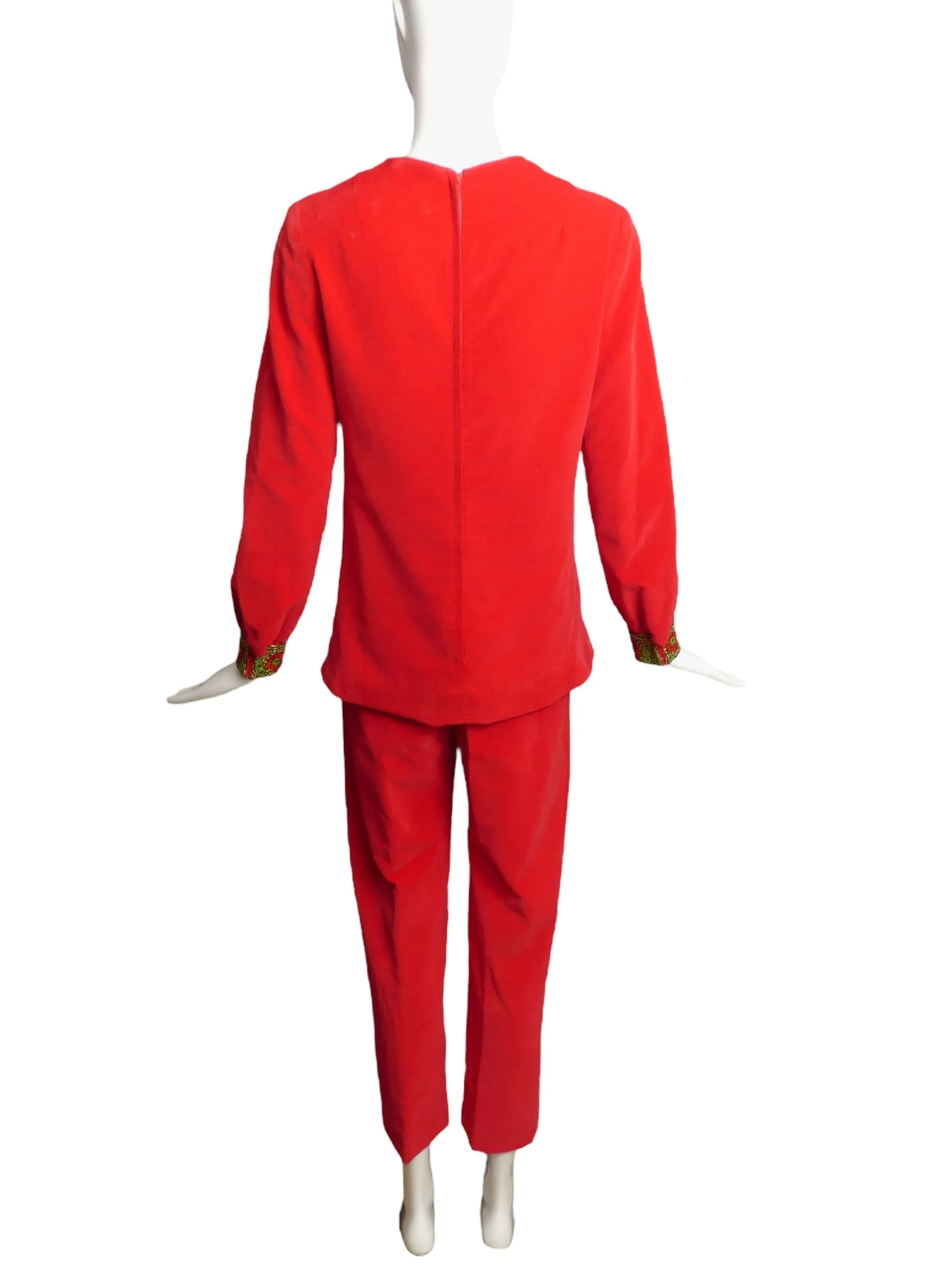 1960s Red Velvet Pant Ensemble, Size 4