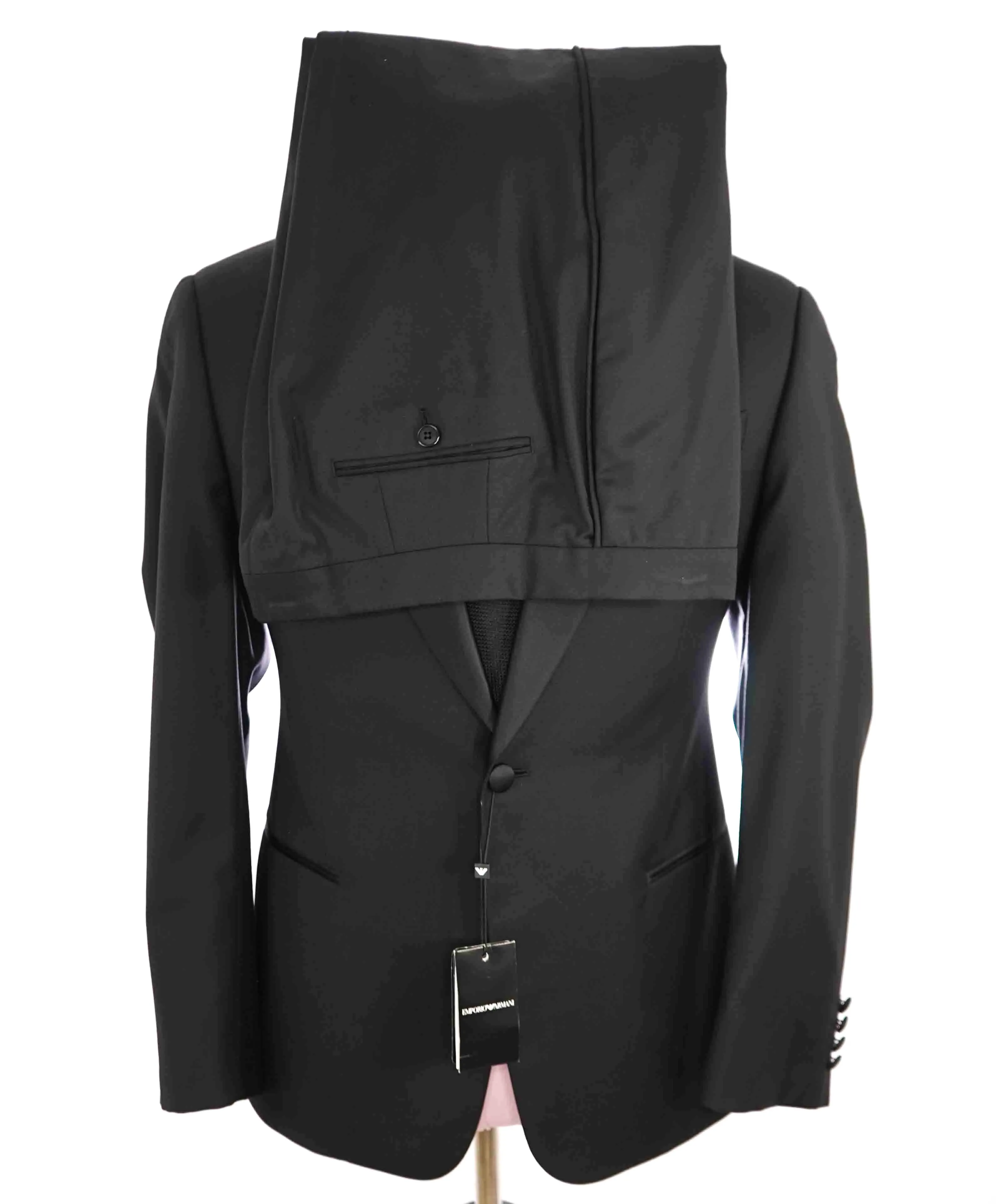 $1,995 EMPORIO ARMANI - “G LINE” 1-Btn Peak Lapel 130's Tuxedo Suit - 48R