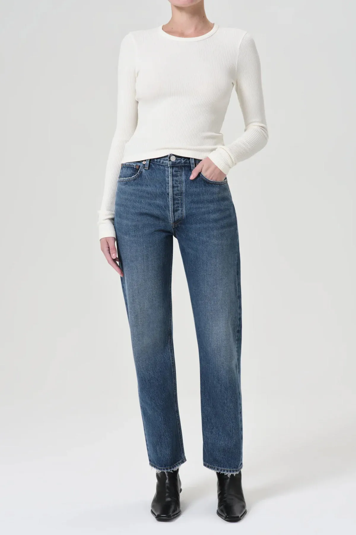 90's Pinch Waist High Rise Straight in Essence