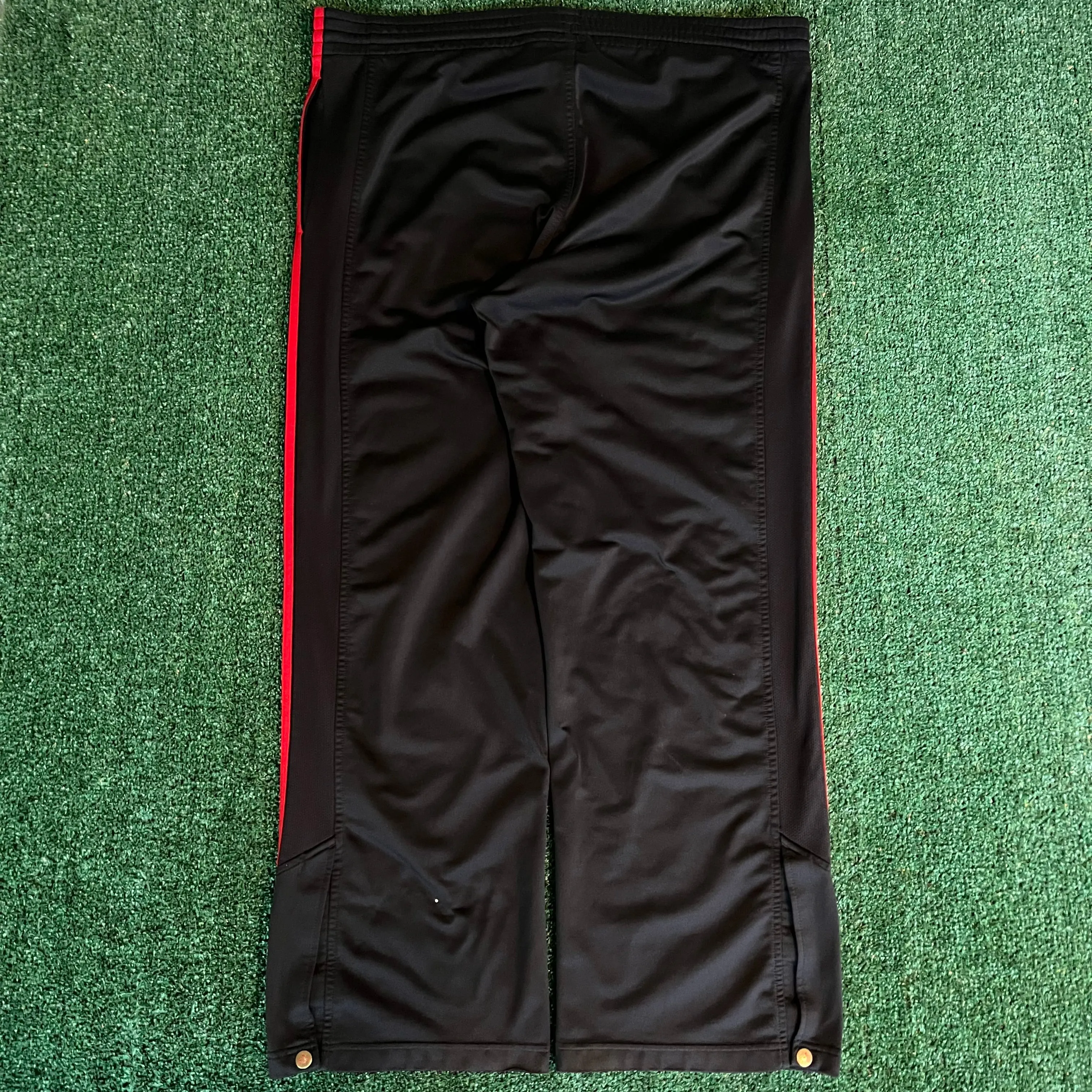 Adidas Baggy Wide-Leg Track Pants Black Red Stripe - 2XL 42x31" 21" Openings