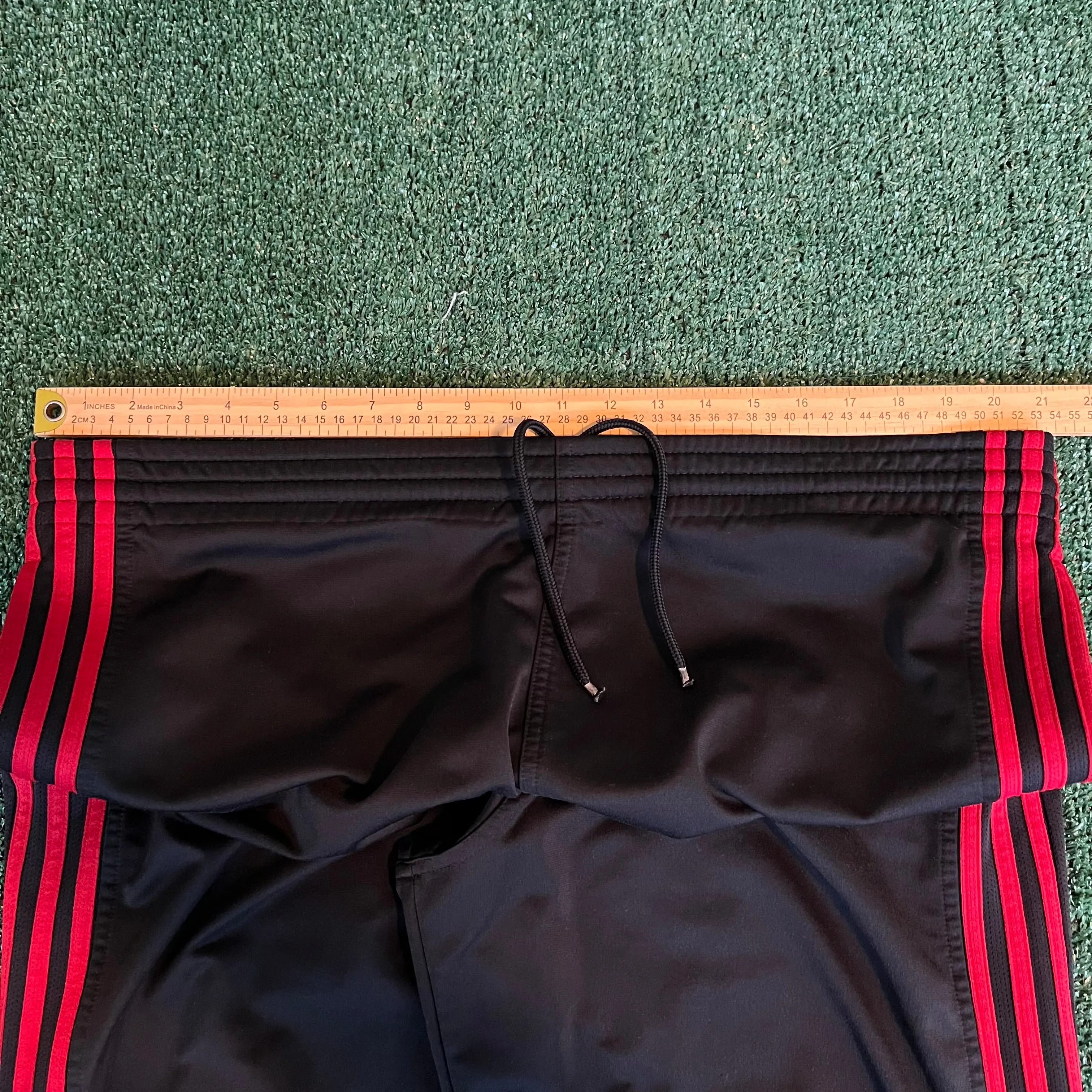 Adidas Baggy Wide-Leg Track Pants Black Red Stripe - 2XL 42x31" 21" Openings