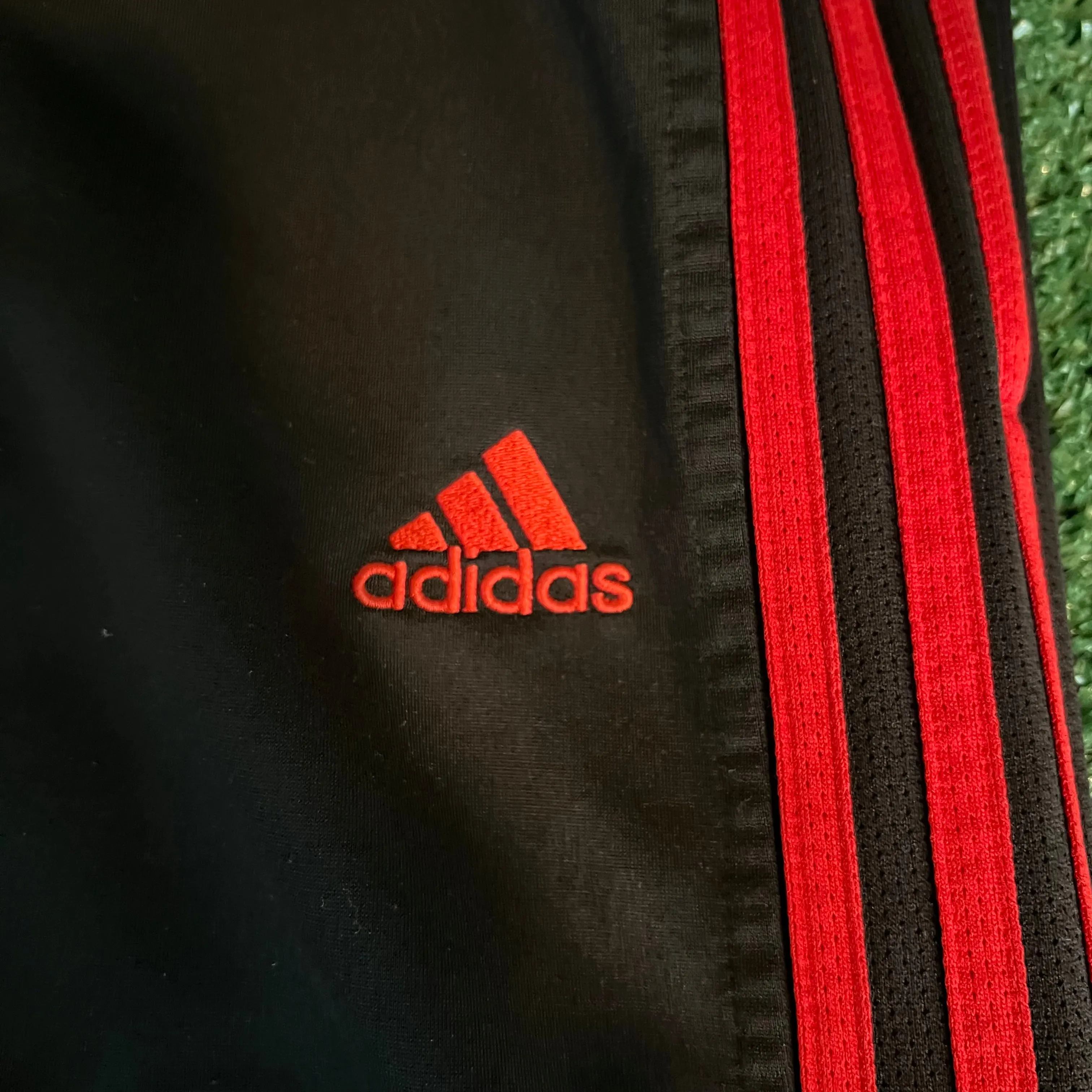Adidas Baggy Wide-Leg Track Pants Black Red Stripe - 2XL 42x31" 21" Openings