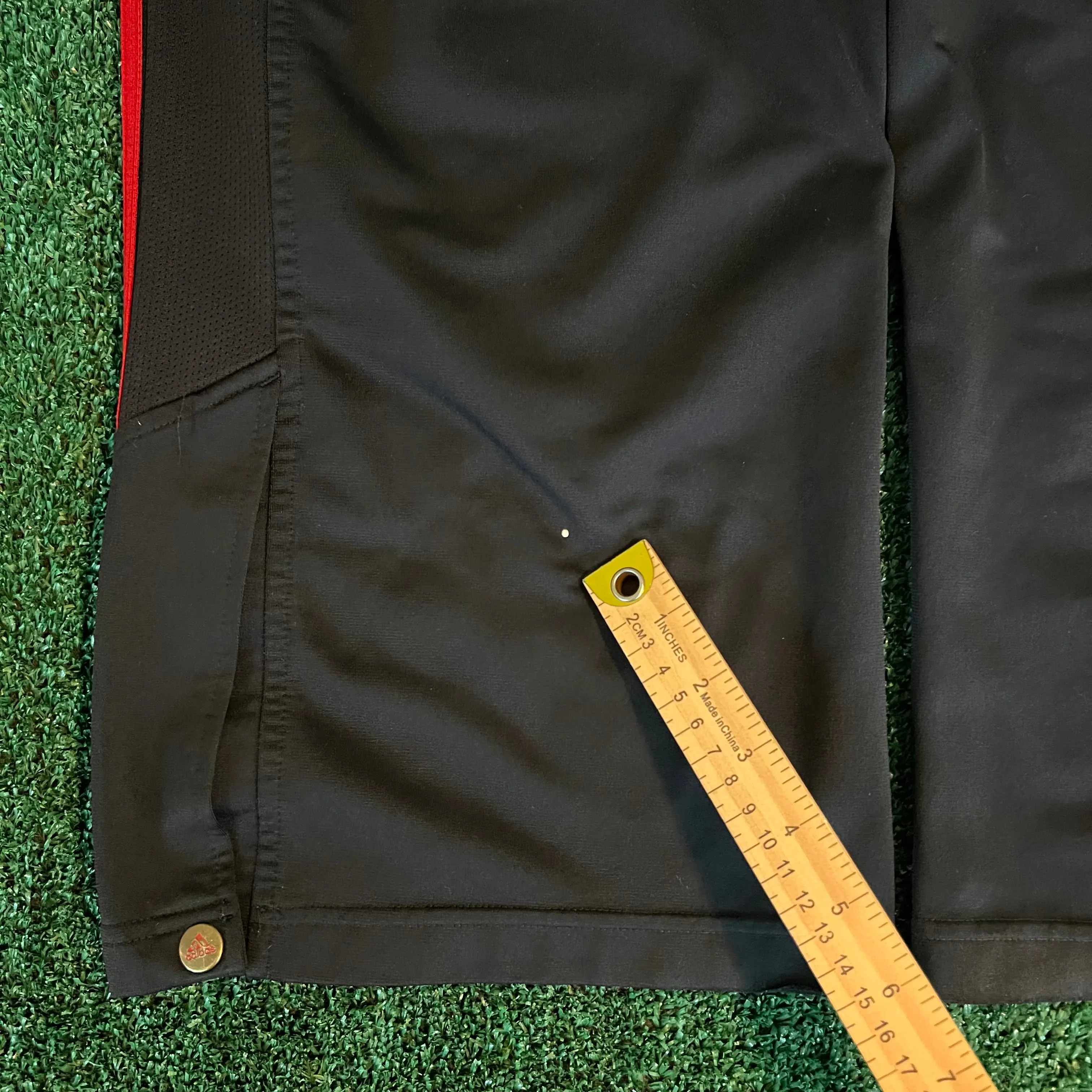 Adidas Baggy Wide-Leg Track Pants Black Red Stripe - 2XL 42x31" 21" Openings