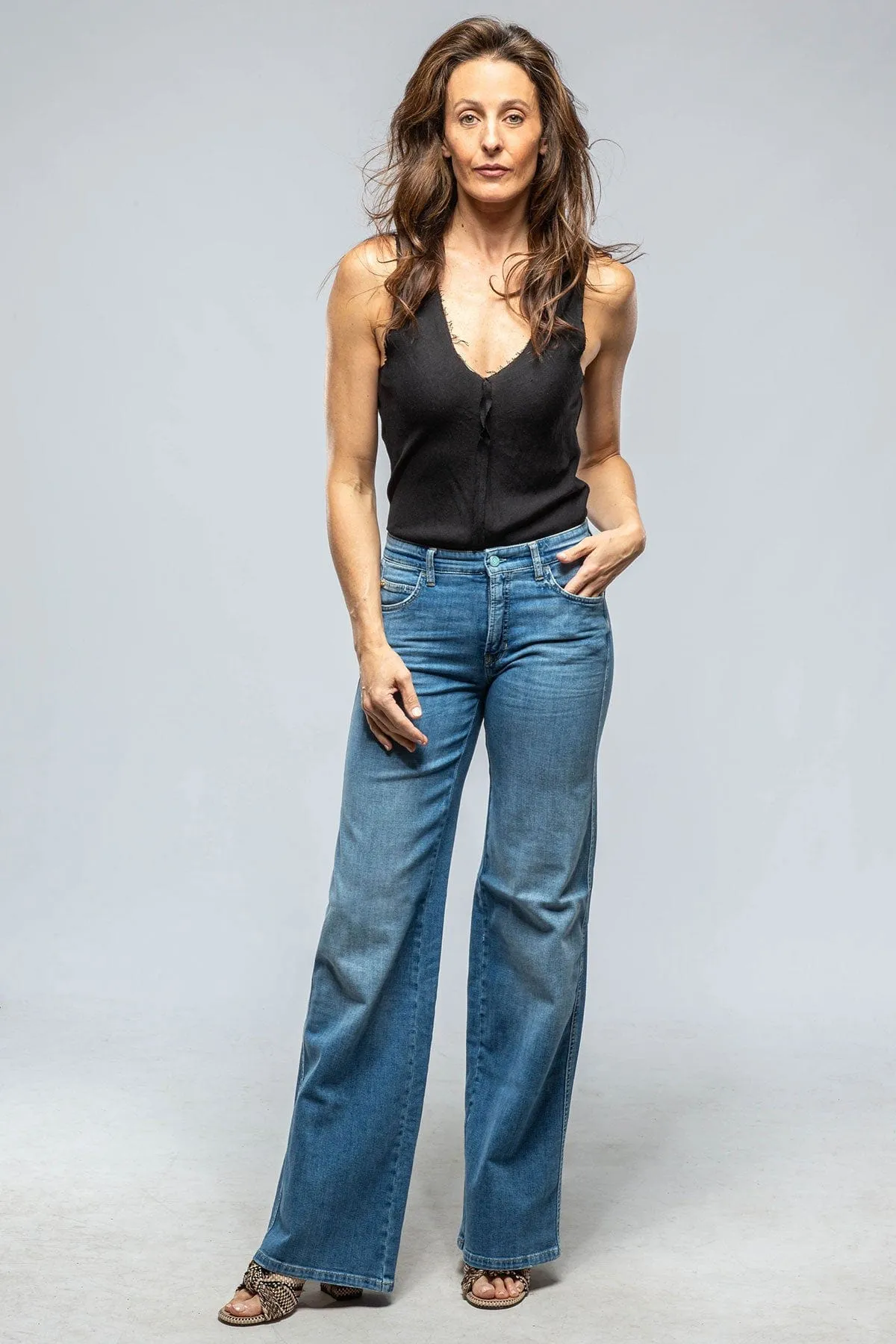 Aimee Wide Leg Jean In Washed Light Blue