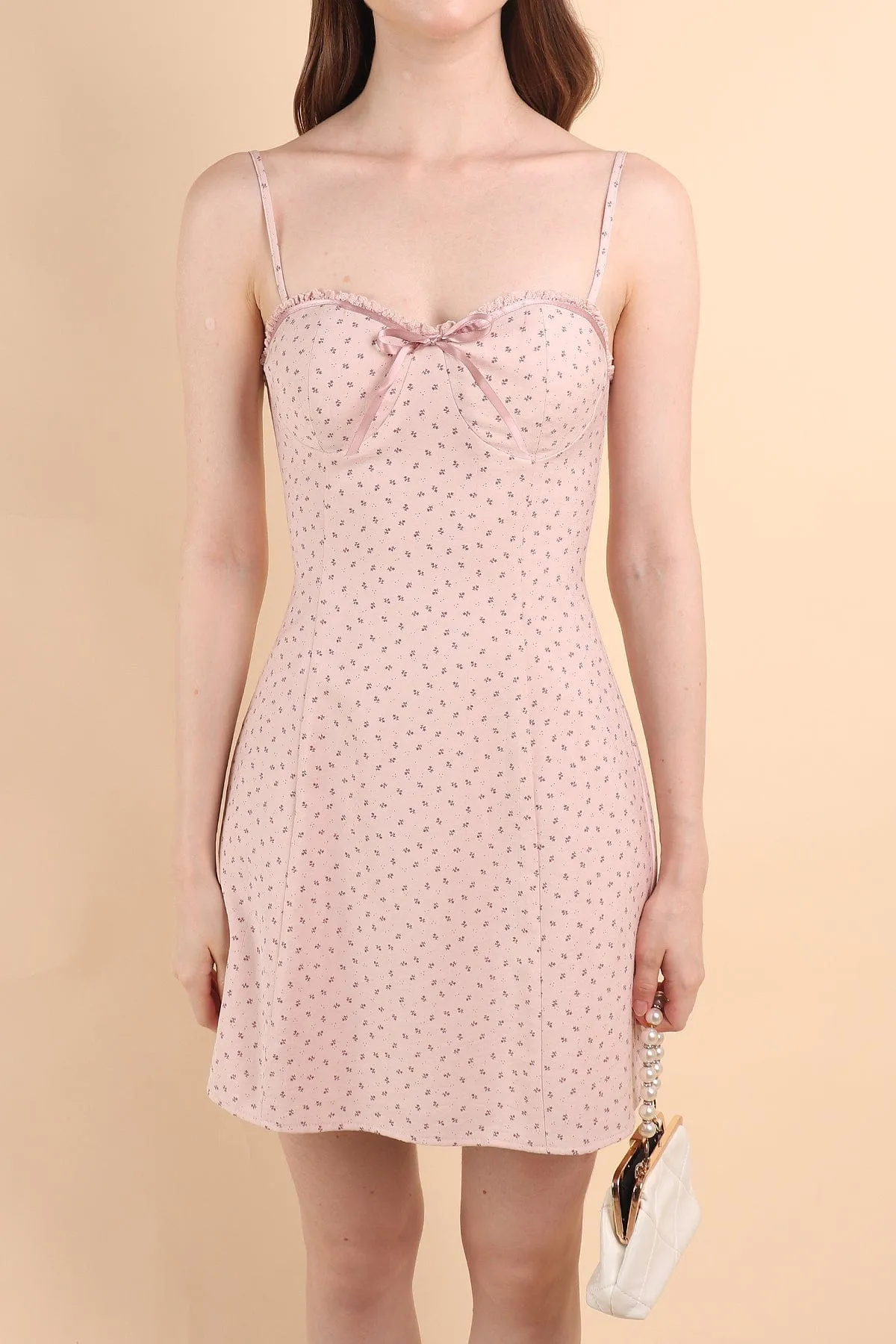 AMBER COQUETTE PADDED DRESS IN PINK