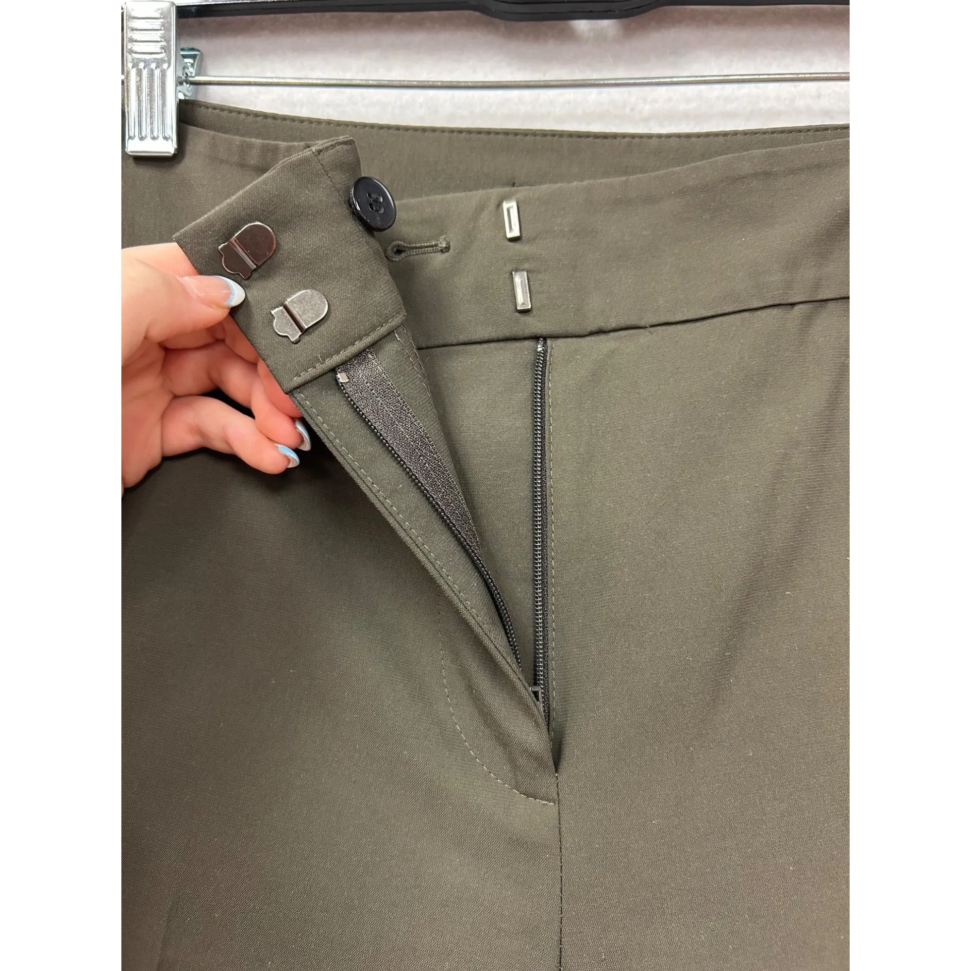 Ann Taylor Womens Wide-Leg Olive Green Dress Pants #6363