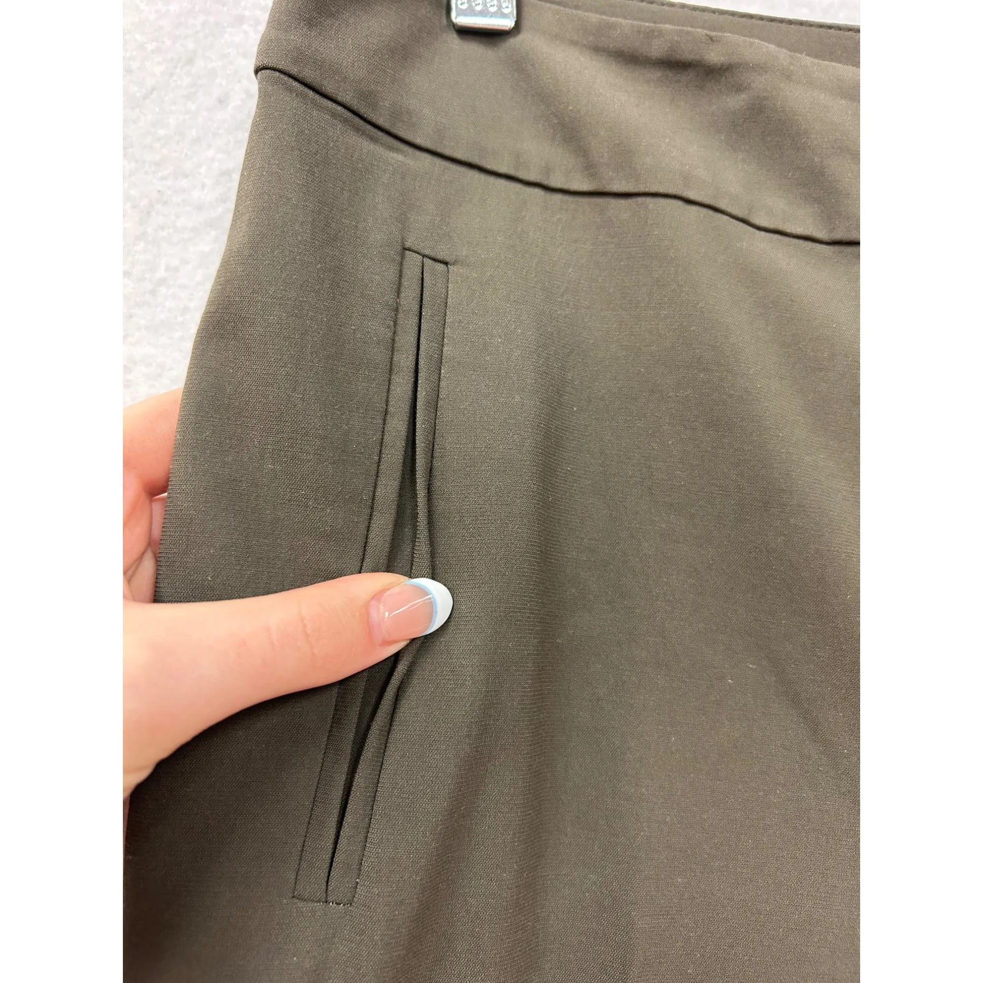 Ann Taylor Womens Wide-Leg Olive Green Dress Pants #6363