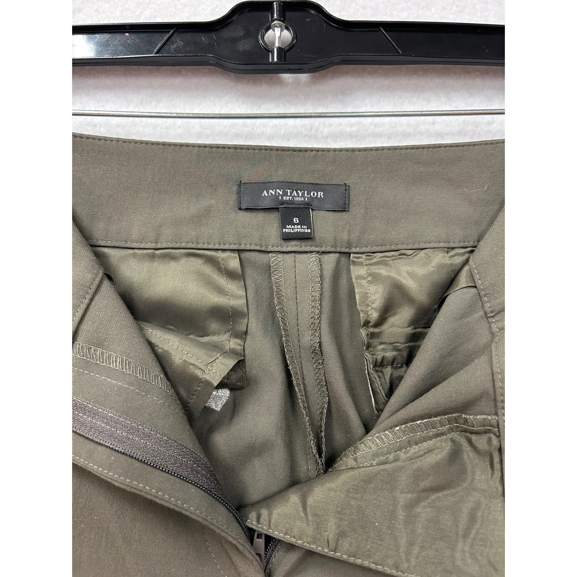 Ann Taylor Womens Wide-Leg Olive Green Dress Pants #6363