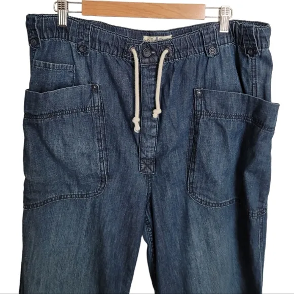 Anthropologie We The Free Rockwell Slouchy Wide Leg High Rise Drawstring Jeans