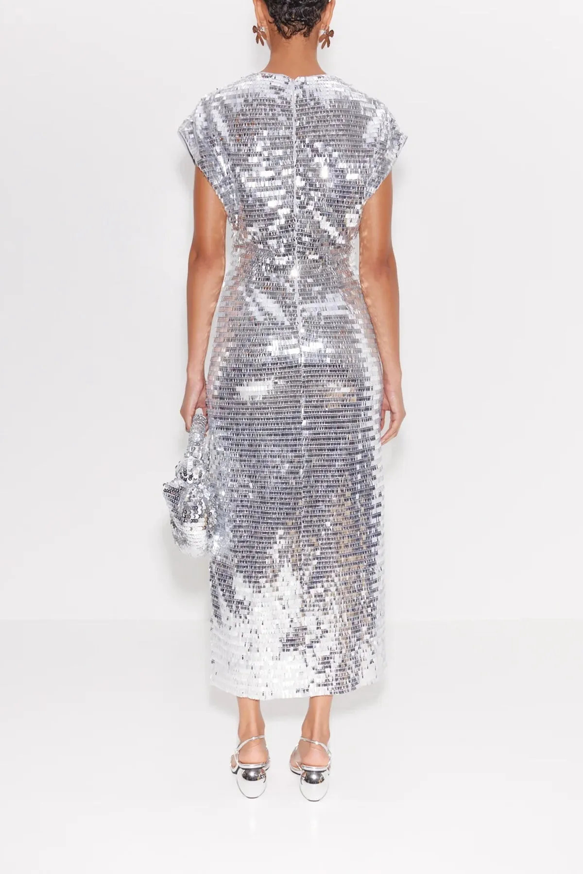 Argan Sequin Dress in Satellite Silver