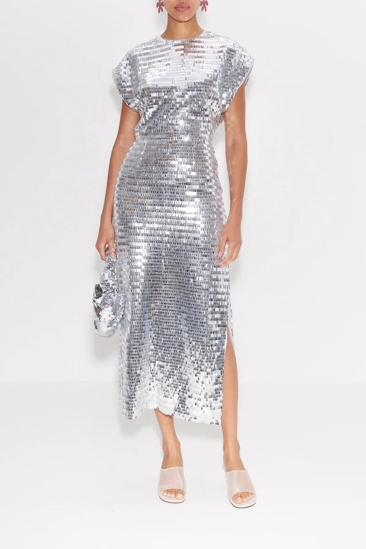 Argan Sequin Dress in Satellite Silver