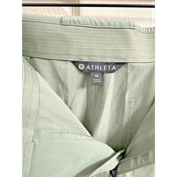 Athleta Women's 10 Endless Olive High Rise Zipper Office Commute‎ Pants Soft