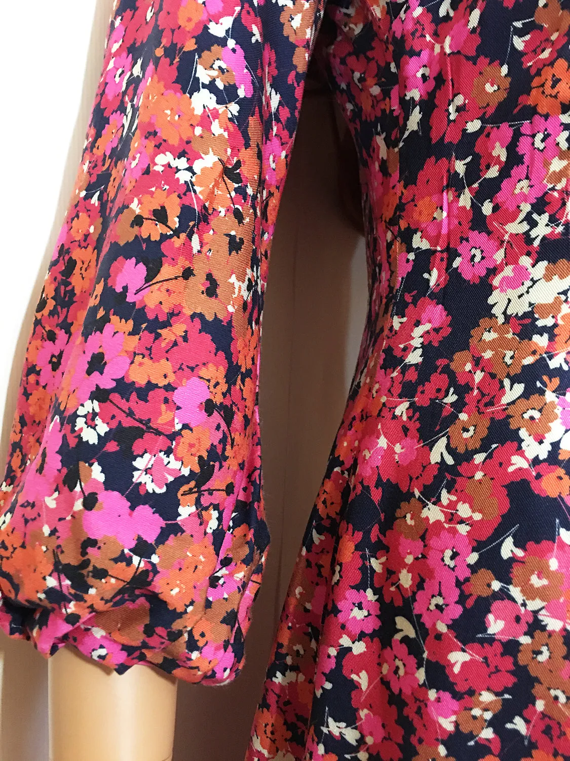 Azaelea V Neck Midi Floral Dress with Bell Puff Sleeves