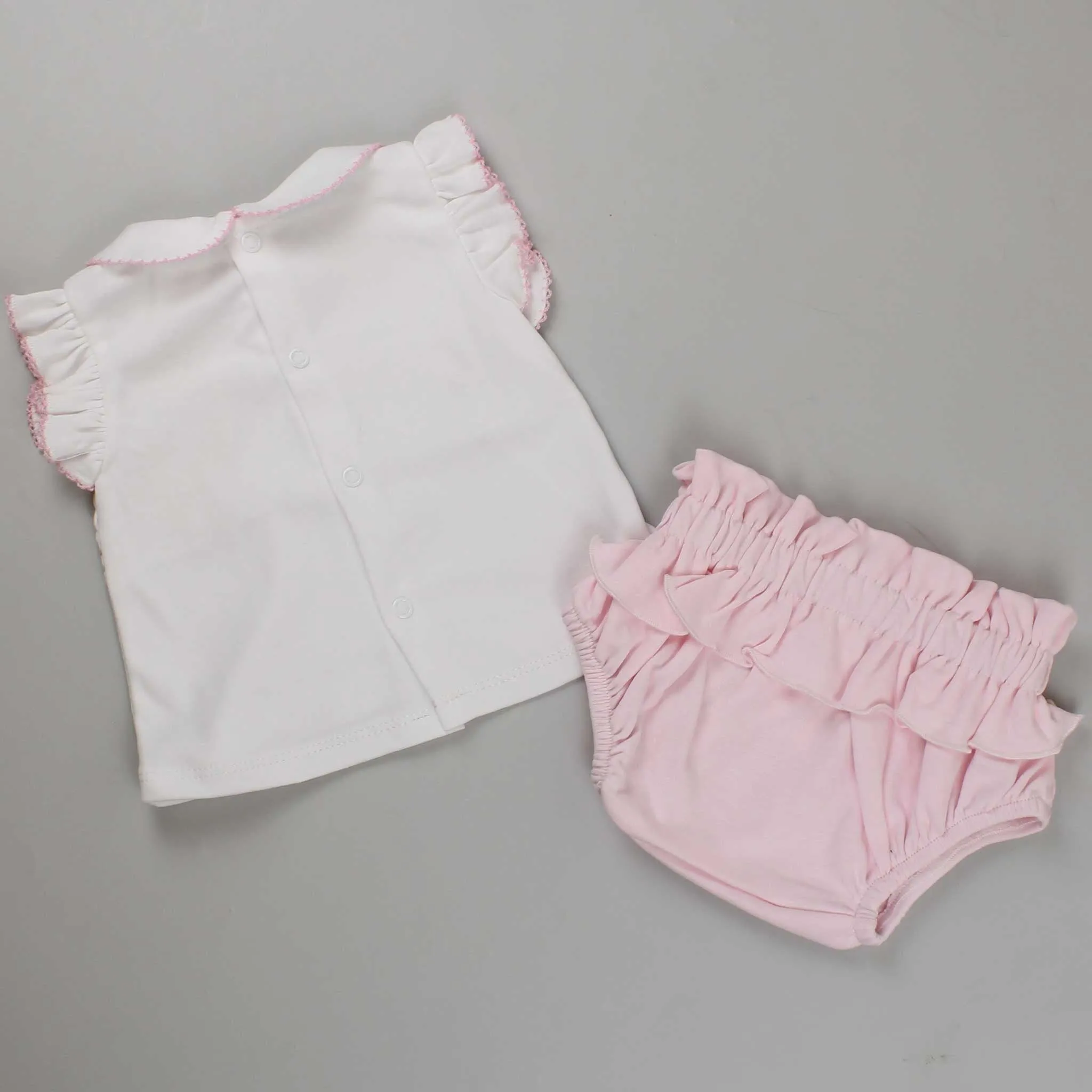 Baby Girls 2 Piece Smocked Outfit - Pink