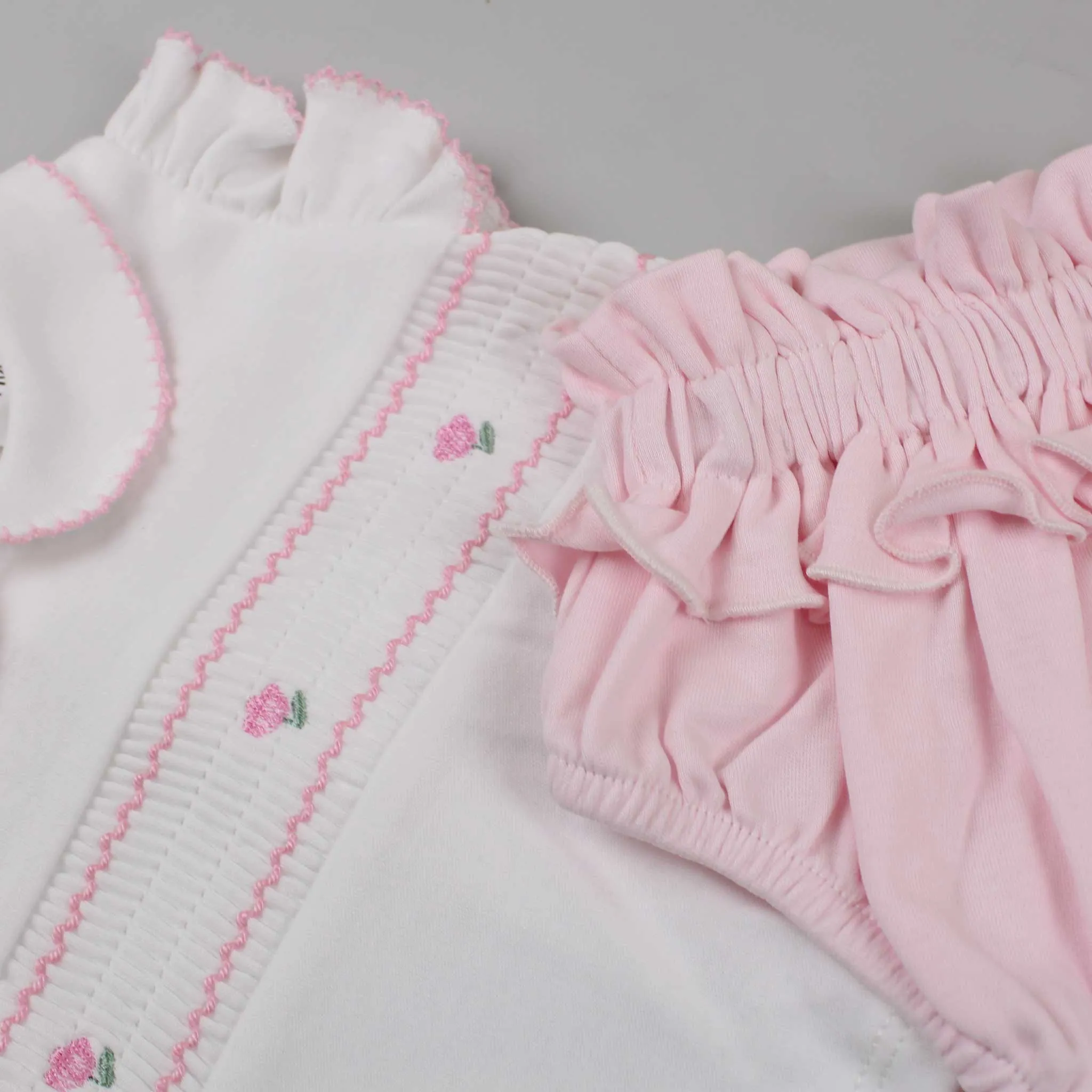 Baby Girls 2 Piece Smocked Outfit - Pink