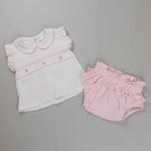 Baby Girls 2 Piece Smocked Outfit - Pink