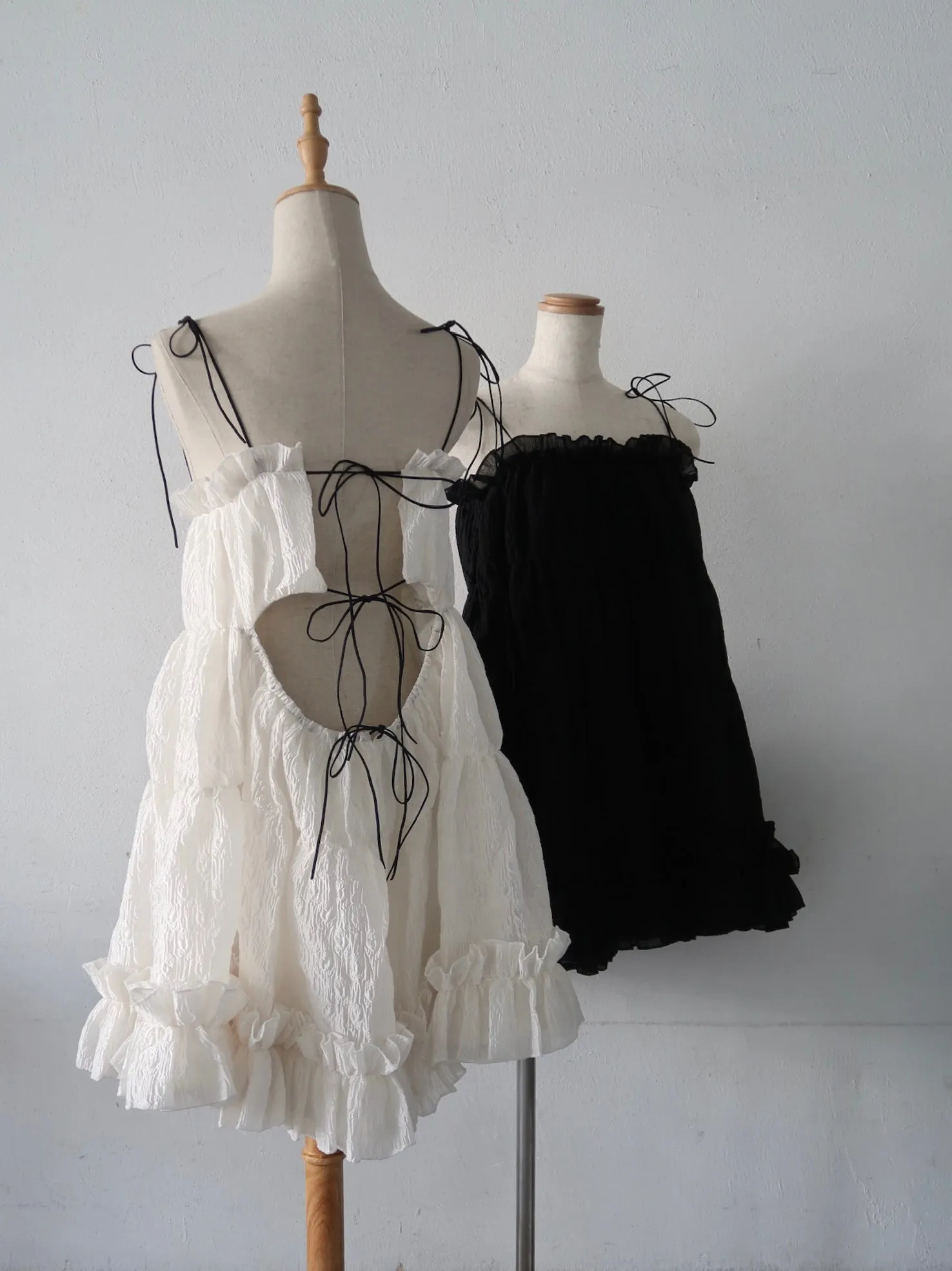 Back Ribbon Jacquard Cami One-piece [3colours]