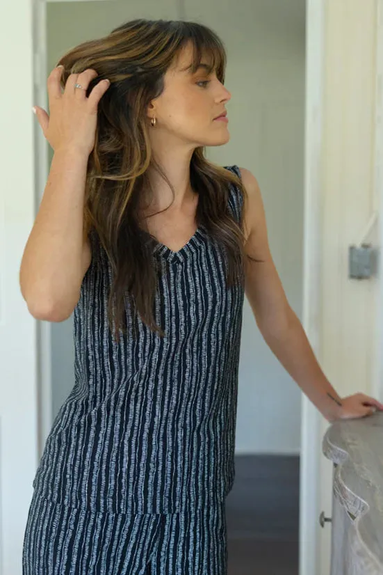Bali Stripe Cotton V Neck Tank