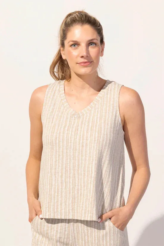 Bali Stripe Cotton V Neck Tank