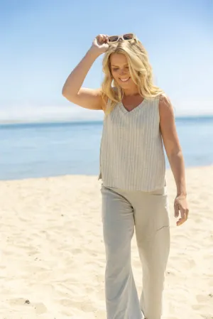 Bali Stripe Cotton V Neck Tank