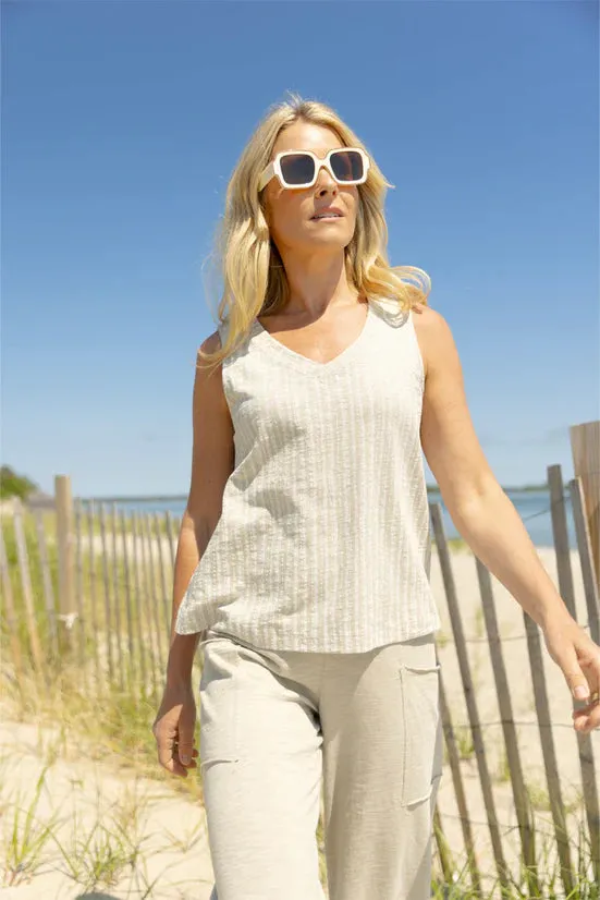Bali Stripe Cotton V Neck Tank