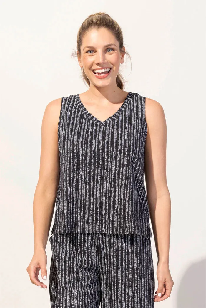 Bali Stripe Cotton V Neck Tank