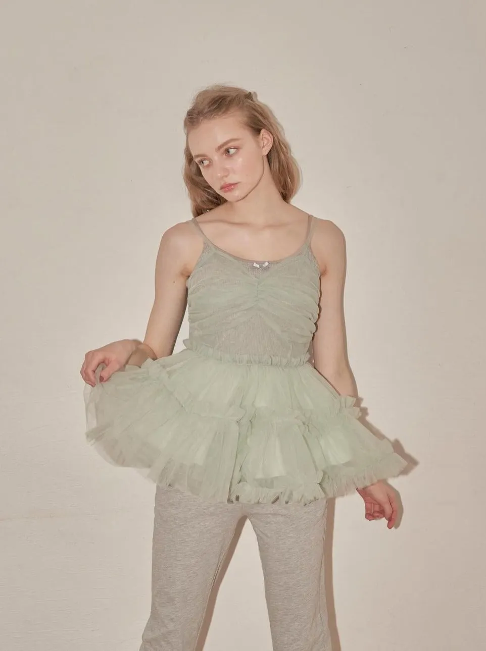 Ballerina Fairy Tulle Peplum Tops[4colours]