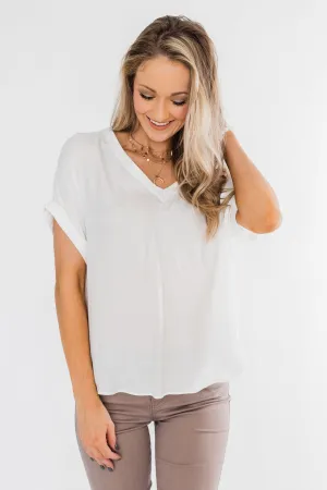 Basic Beauty V-Neck Short Sleeve Top- Ivory