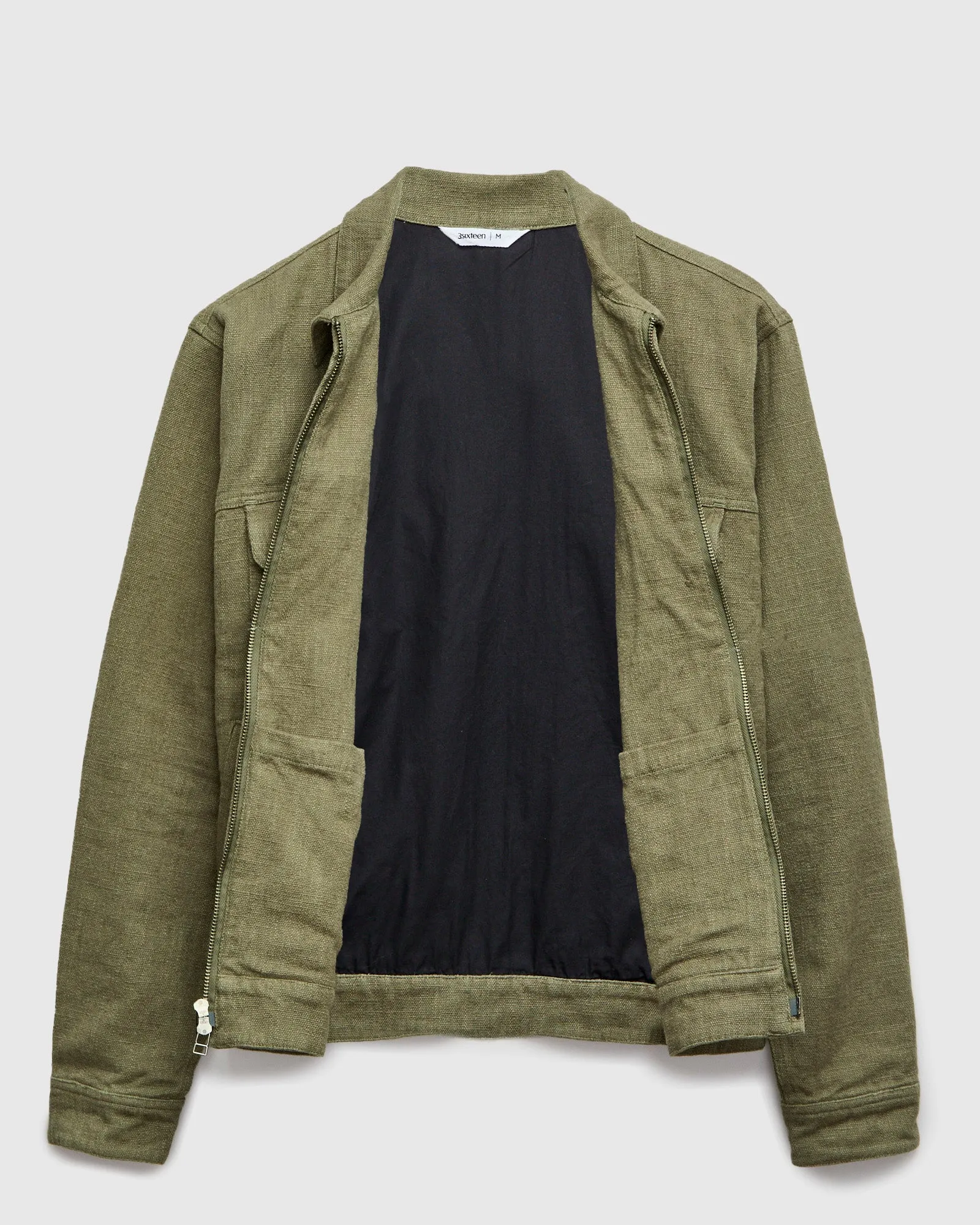 Basketweave Linen Mechanics Jacket in Olive