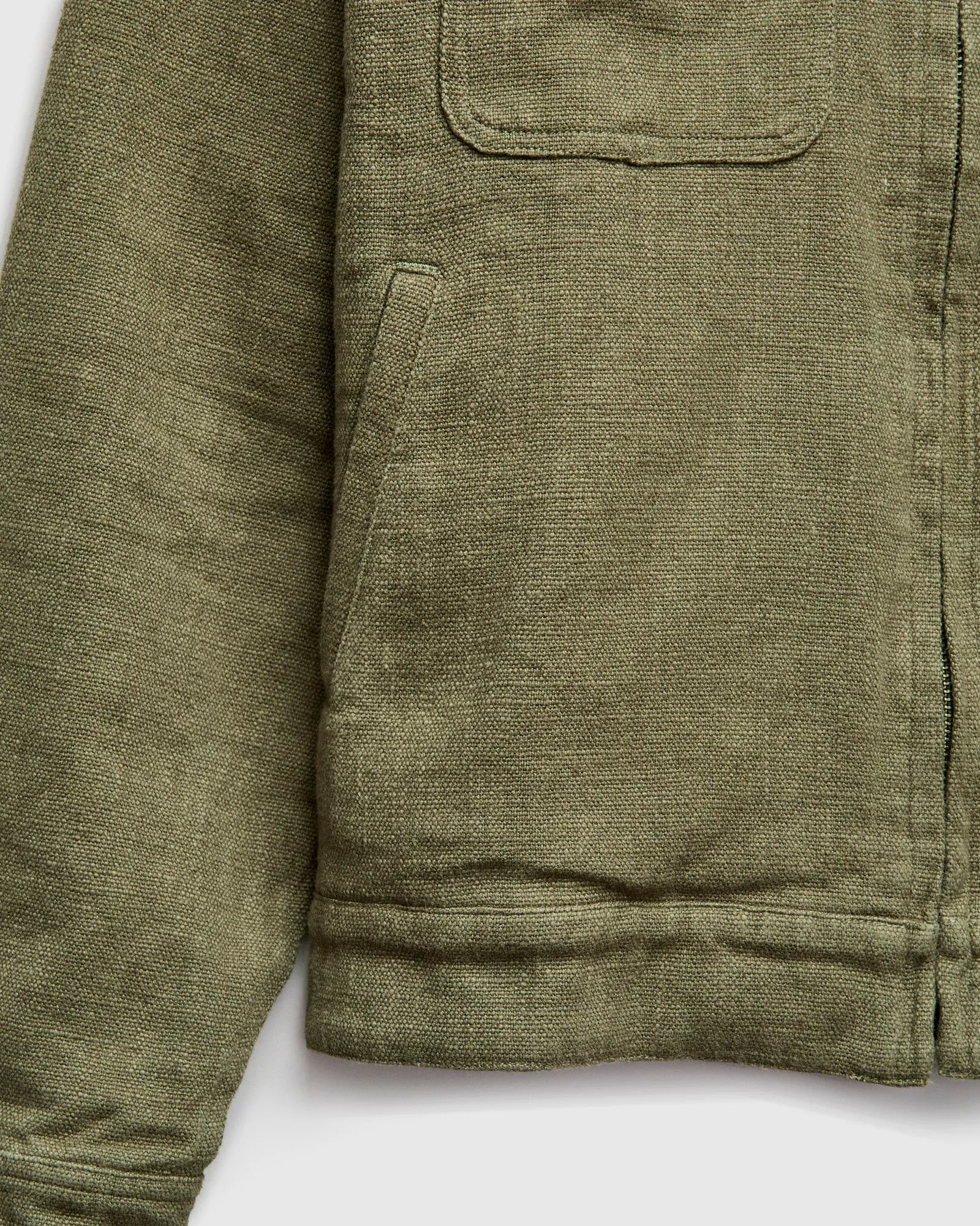 Basketweave Linen Mechanics Jacket in Olive