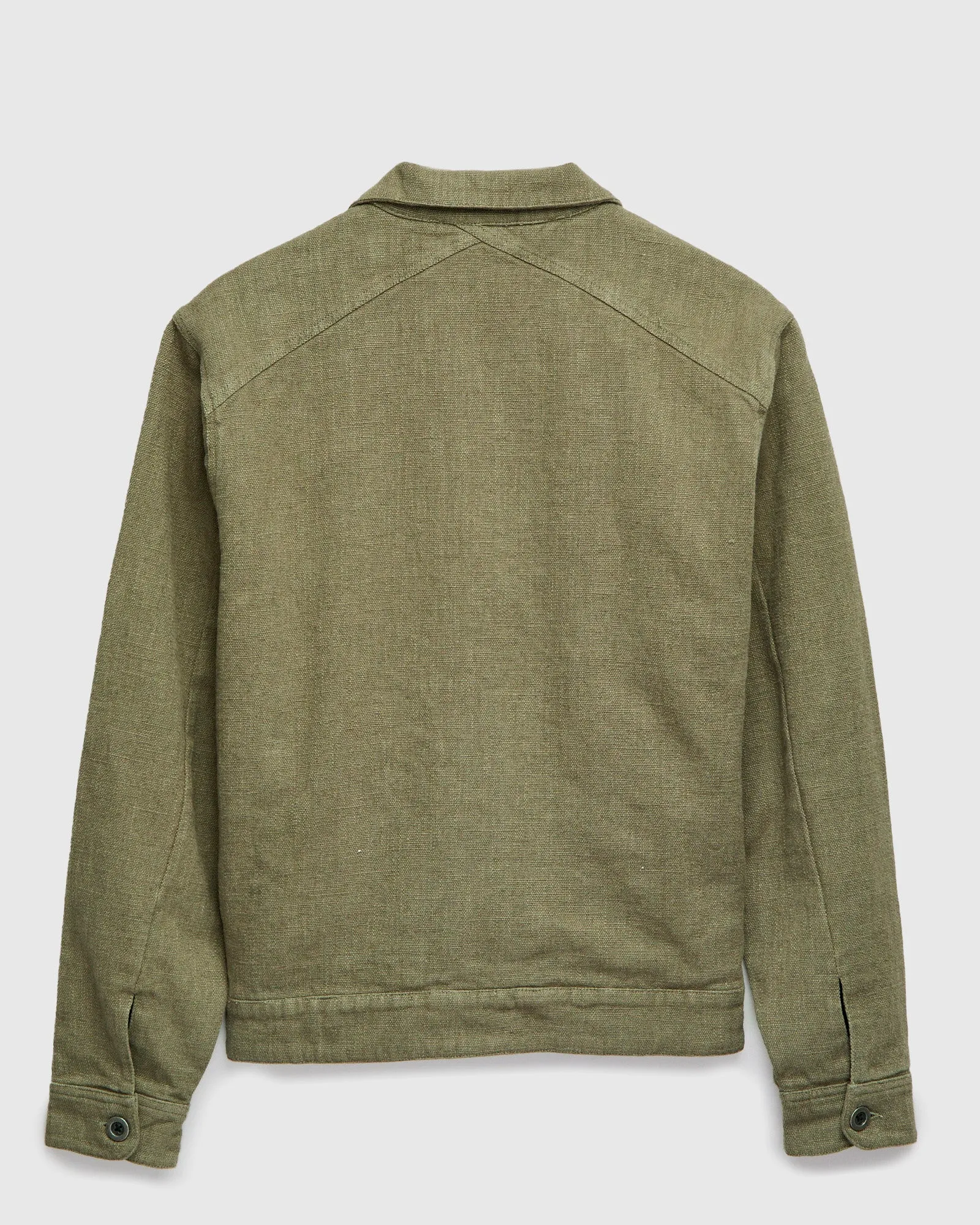 Basketweave Linen Mechanics Jacket in Olive