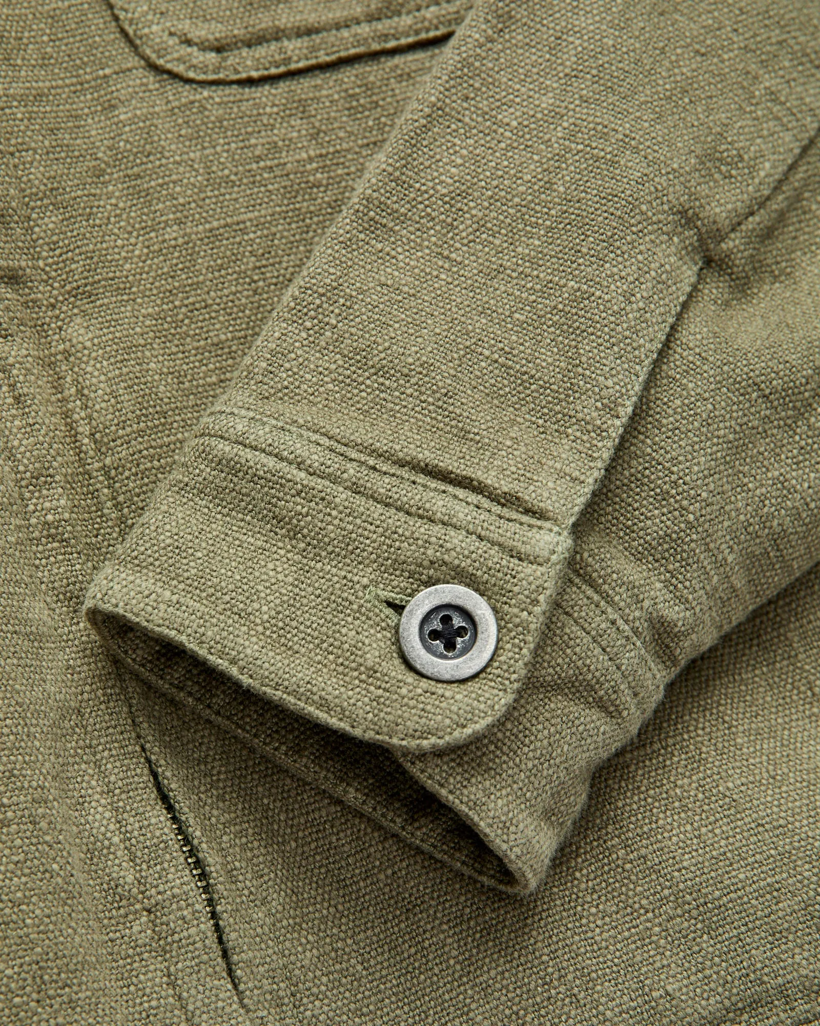 Basketweave Linen Mechanics Jacket in Olive