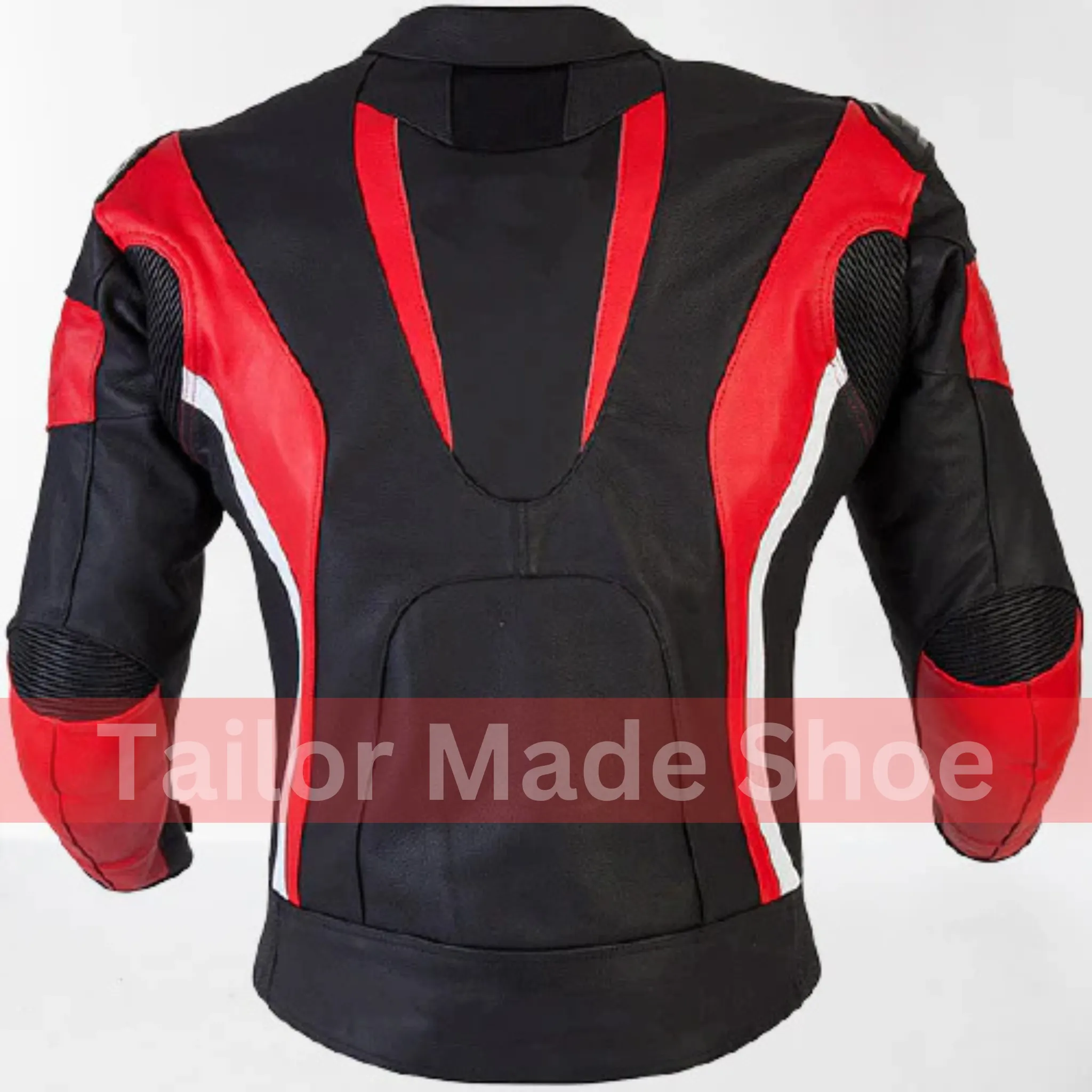 Bespoke Black and Red Leather Biker Jacket, Motorcycle Brando Leather Jackets