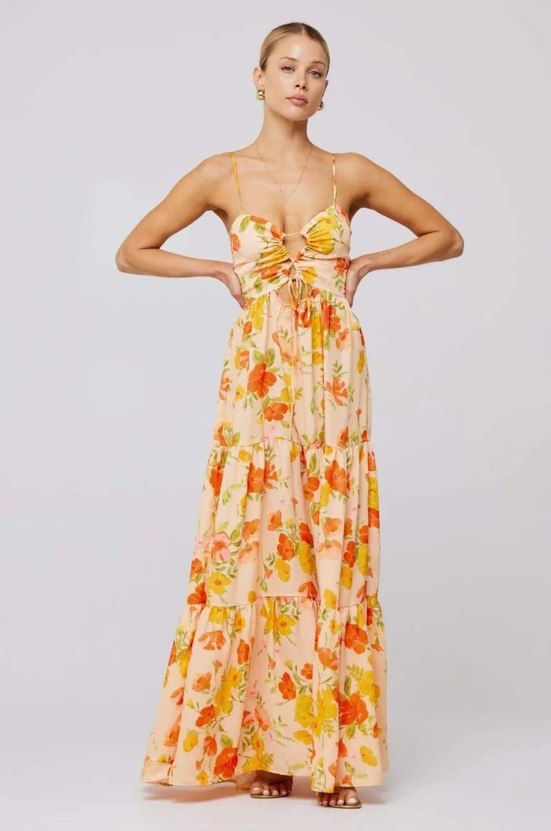 Beverly | Printed Cut-Out Maxi Slip Dress