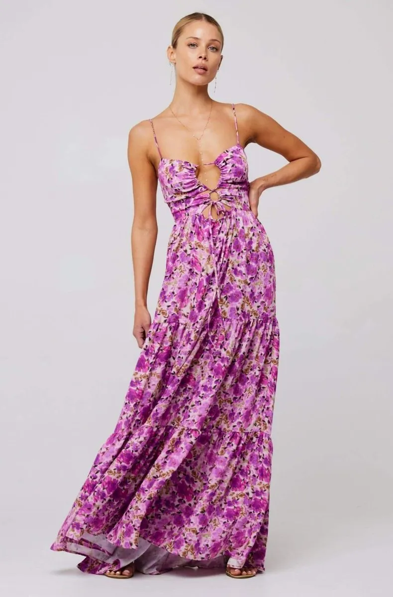 Beverly | Printed Cut-Out Maxi Slip Dress