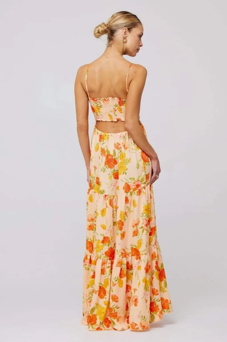 Beverly | Printed Cut-Out Maxi Slip Dress