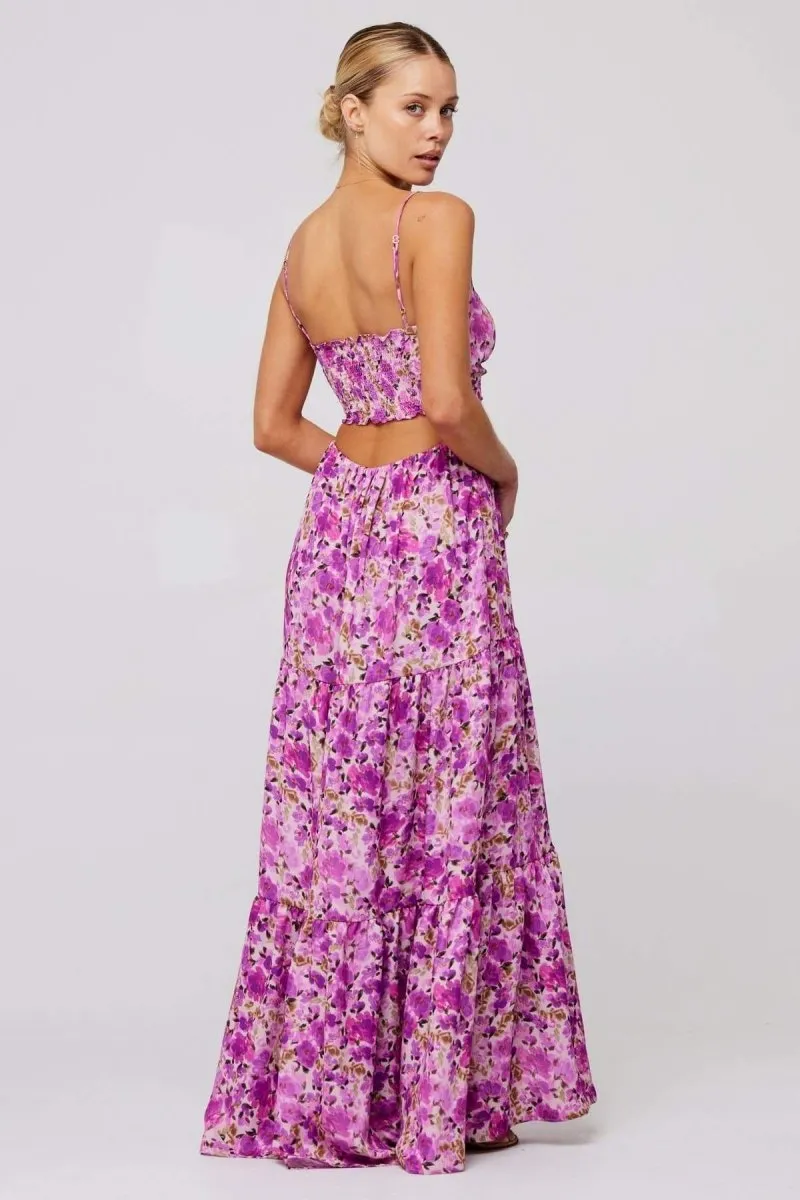 Beverly | Printed Cut-Out Maxi Slip Dress