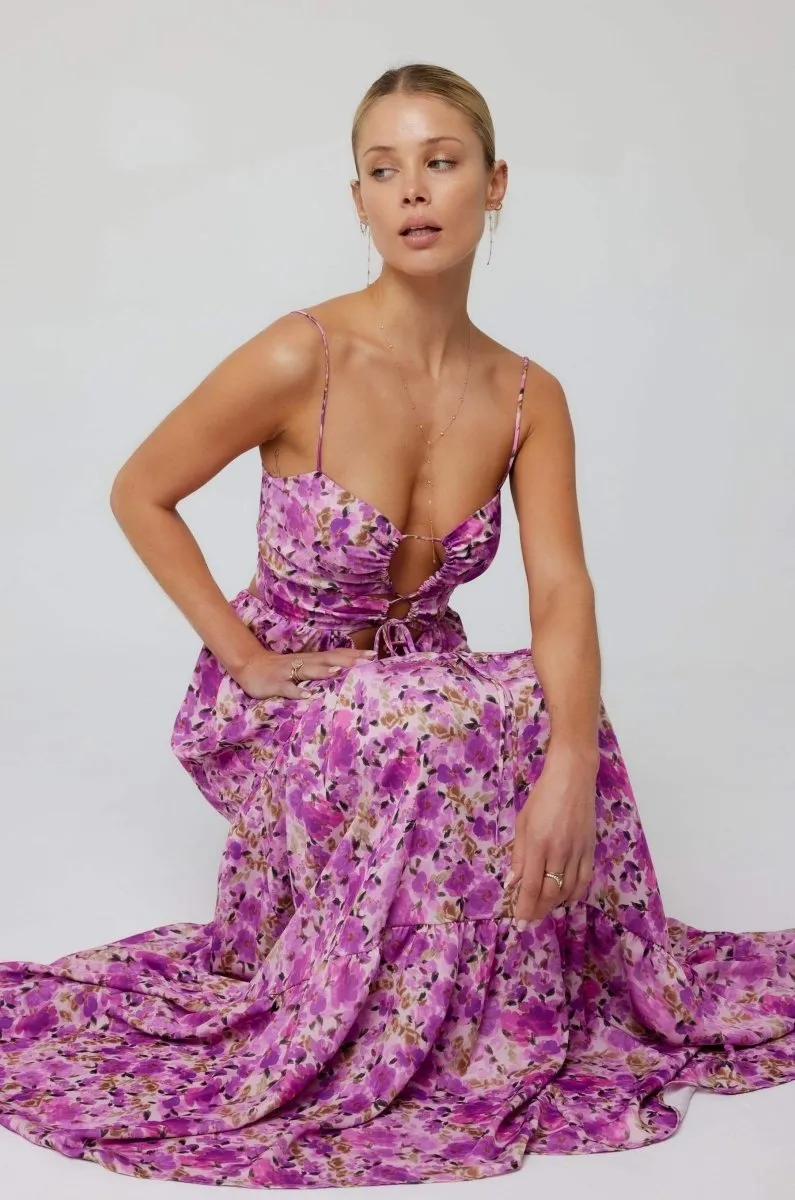 Beverly | Printed Cut-Out Maxi Slip Dress