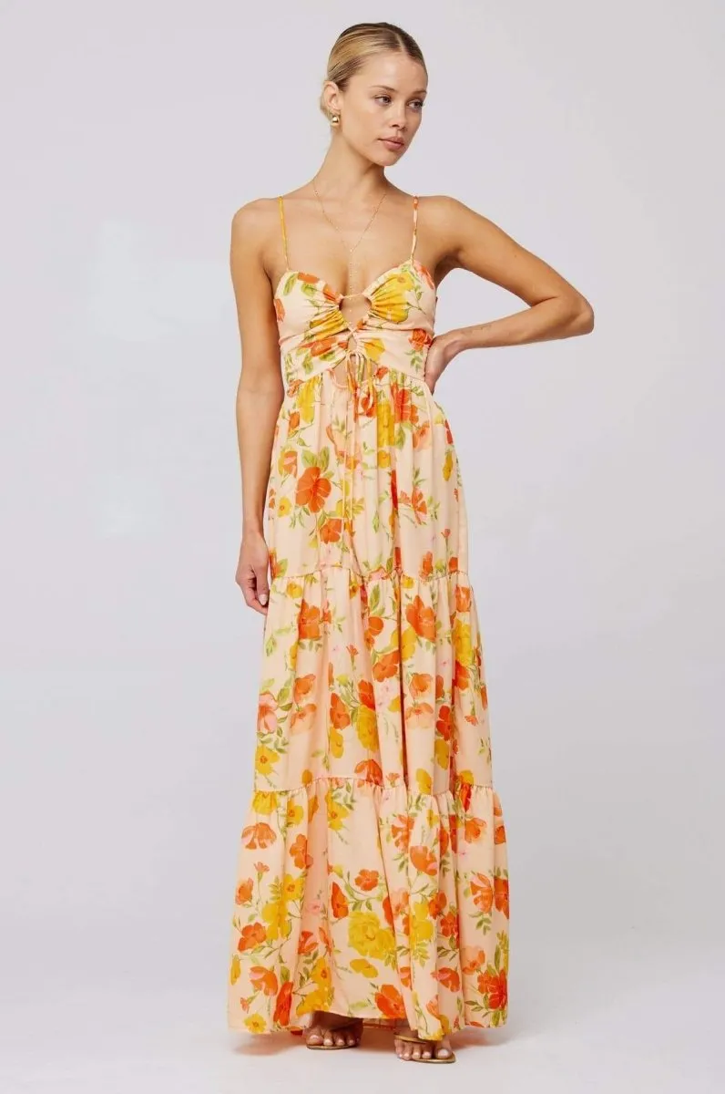 Beverly | Printed Cut-Out Maxi Slip Dress
