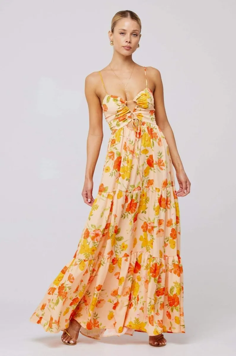 Beverly | Printed Cut-Out Maxi Slip Dress