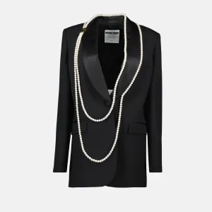 Black Blazer with Pearls