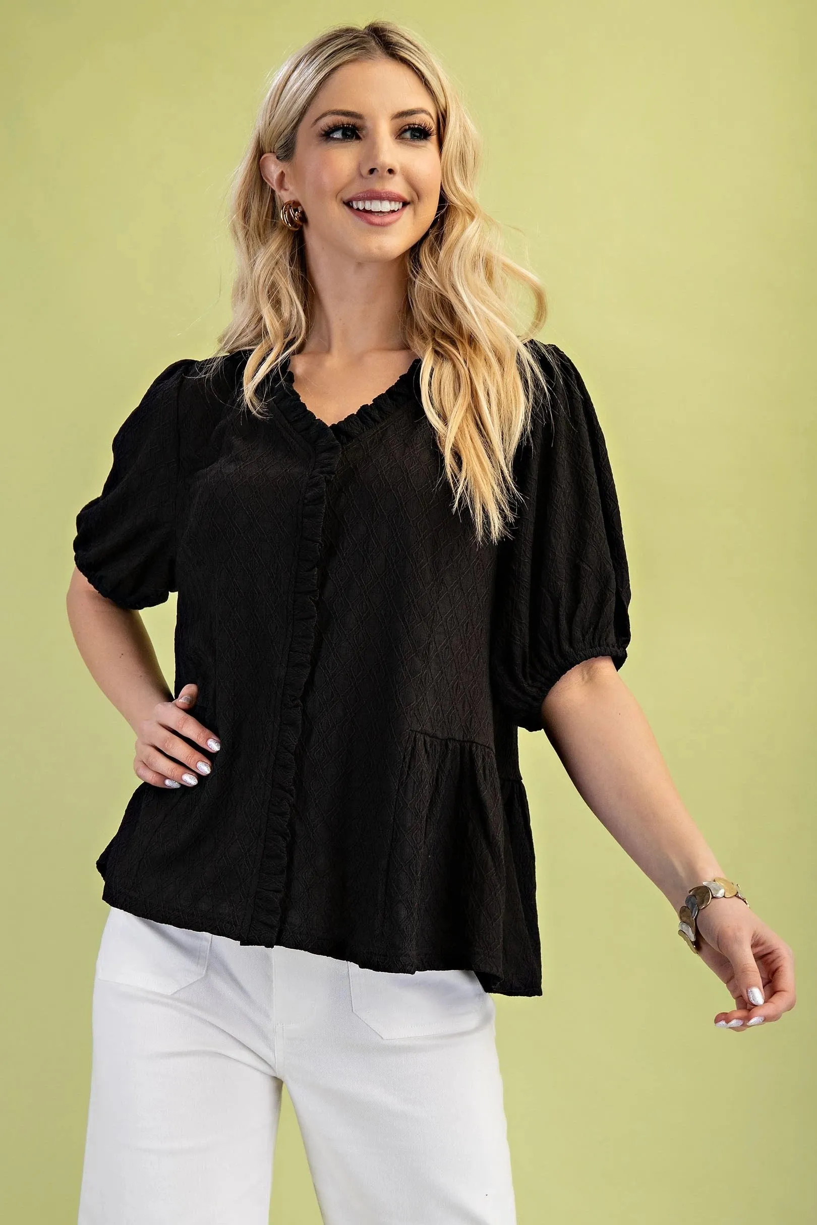 Black Camilla Ruffle Peplum Top