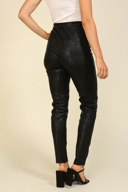 Black High Waisted Snake Pants