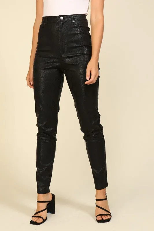 Black High Waisted Snake Pants