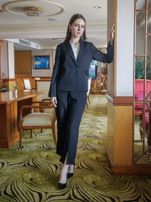 Black Solid Fitted Blazer