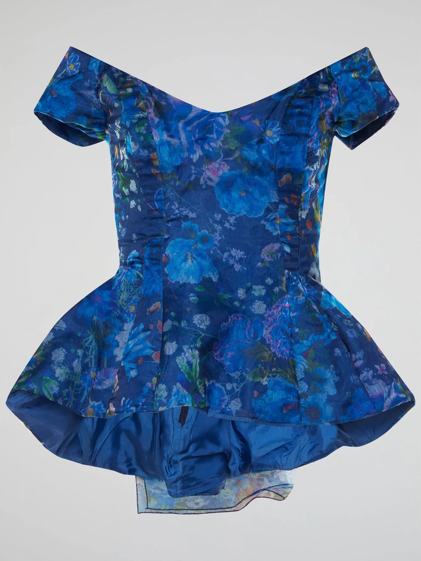 Blue Floral Peplum Top