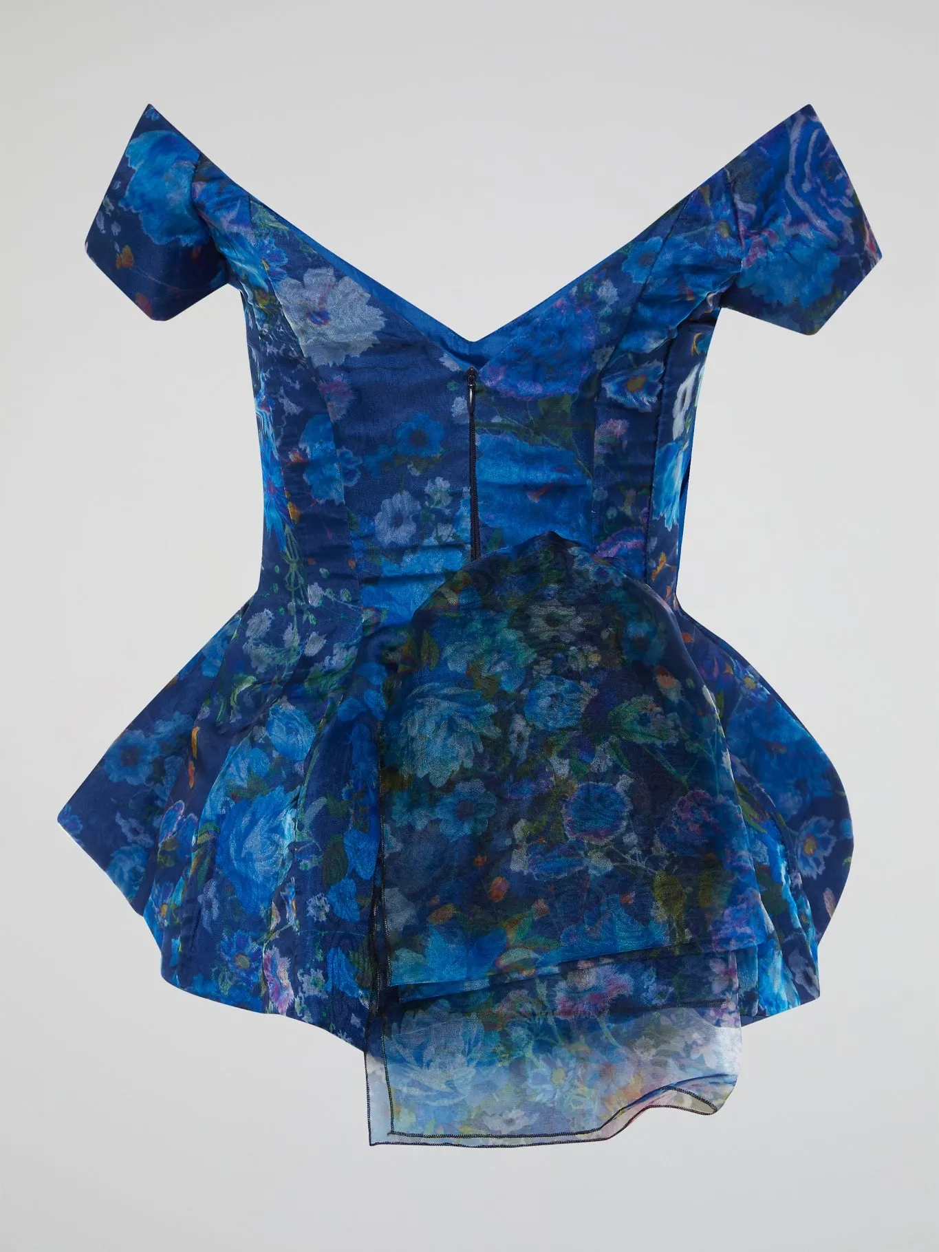 Blue Floral Peplum Top