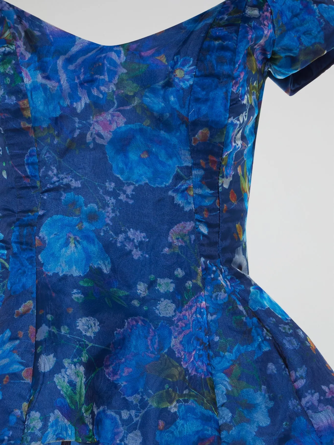 Blue Floral Peplum Top
